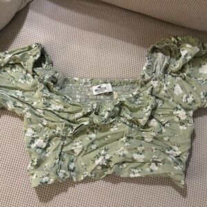 Hollister Sage Floral Ruffle Top